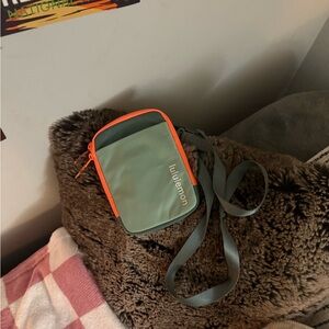 lululemon athletica Olive and Neon Orange Crossbody Bag